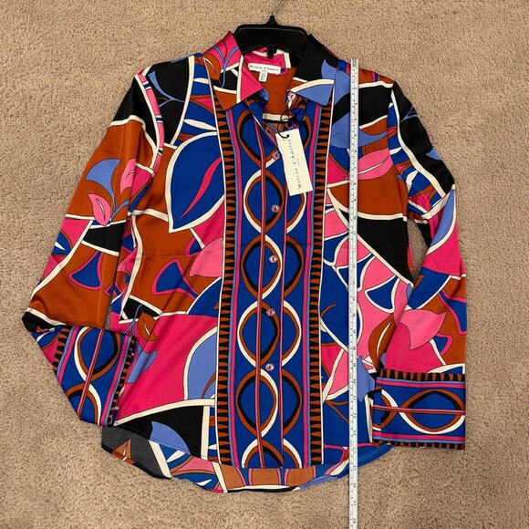 Maison d' Amélie: Geometric Print Button Down Shirt - Size Small - Picture 3 of 6